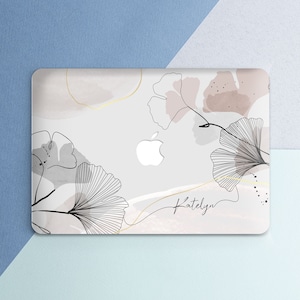 Macbook case minimalist Elegant art case Macbook case custom Case with name Personalized case Macbook Floral Botanical Gift for her Girly