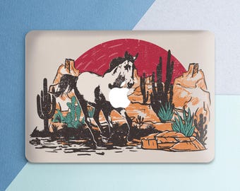 Macbook case western Arizona desert Vintage cover Macbook hard case Laptop horse Sun Nature cactus Plants Pro 16 Pro 13 Pro 14 Air 13 15