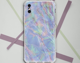 Blue Marble iPhone case Opal Stone Girl Pastel iPhone 8 7 6 Plus Marble Protective Bumper iPhone X Xs Pixel 2 case for Samsung Galaxy s9 s8