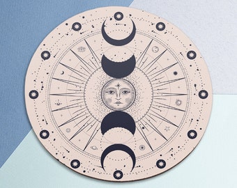 Mousepad moon Gothic decor Mousepad sun Teachers gift Table decor Desk Accessories Friend gift Office Supplies Birthday gift Round mouse pad