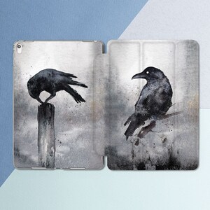 Watercolor raven art iPad case goth Occult bird print iPad smart case Gothic Simple Minimalist Gift for him Gift for her Nordic Witchy print