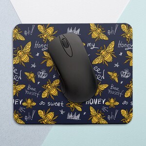 Bee Mouse pad Cute Mouse pad Round Mousepad Insect Mouse pad Honey Mouse pad Square Mouse pad Office Decor Girl Office Gift Women Mouse mat bild 5