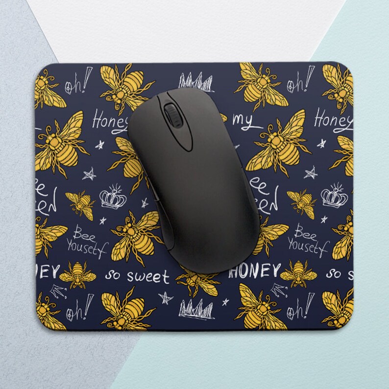 Bee Mouse pad Cute Mouse pad Round Mousepad Insect Mouse pad Honey Mouse pad Square Mouse pad Office Decor Girl Office Gift Women Mouse mat bild 5