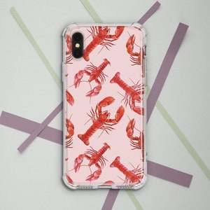lobsters - ink and watercolor - red on pink iPhone Wallet for