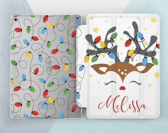 Cute deer case iPad case name Personalized case iPad case 10 5 Christmas decor New Year iPad 10 2 iPad case 9 7 iPad case 12 9 iPad Air 4