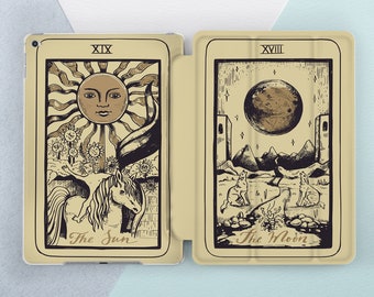 Tarot card art iPad case beige Black magic Occult Tablet case Witchy Gothic Smart case iPad mini 7 A17 10 9 A16 Pro 13 Air 13 11th gen 2026