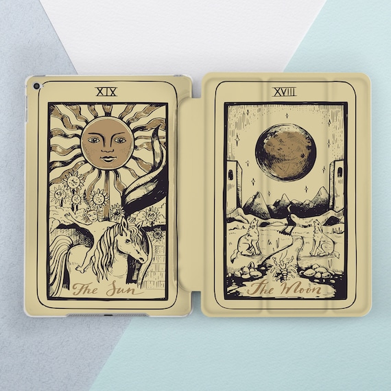 Tarot card art iPad case beige Black magic Occult Tablet case Witchy Gothic Smart case iPad mini 7 A17 10 9 A16 Pro 13 Air 13 11th gen 2026