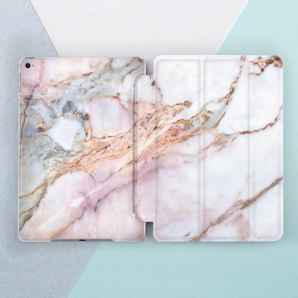 Rose Gold Marble iPad case 6th 5th gen Pink Marble iPad Pro 10.5 Pro 12.9 Cute Girl Marble iPad 9.7 2018 2017 iPad Mini 4 Air 2 Smart Cover