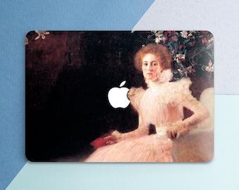 Macbook elegant case Gustav Klimt Portrait of Sonja Knips woman Aesthetic cover Girl Floral Botanical Air 13 2026 Air 15 Pro 14 Pro 16 Neo