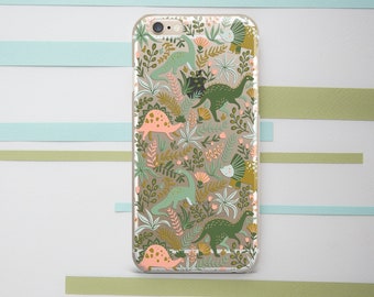 Dinosaur art case iPhone case tropical Transparent case Phone case dino Phone case boys Google Pixel 9 8 iPhone 17 pro max 16 15 14 plus 13