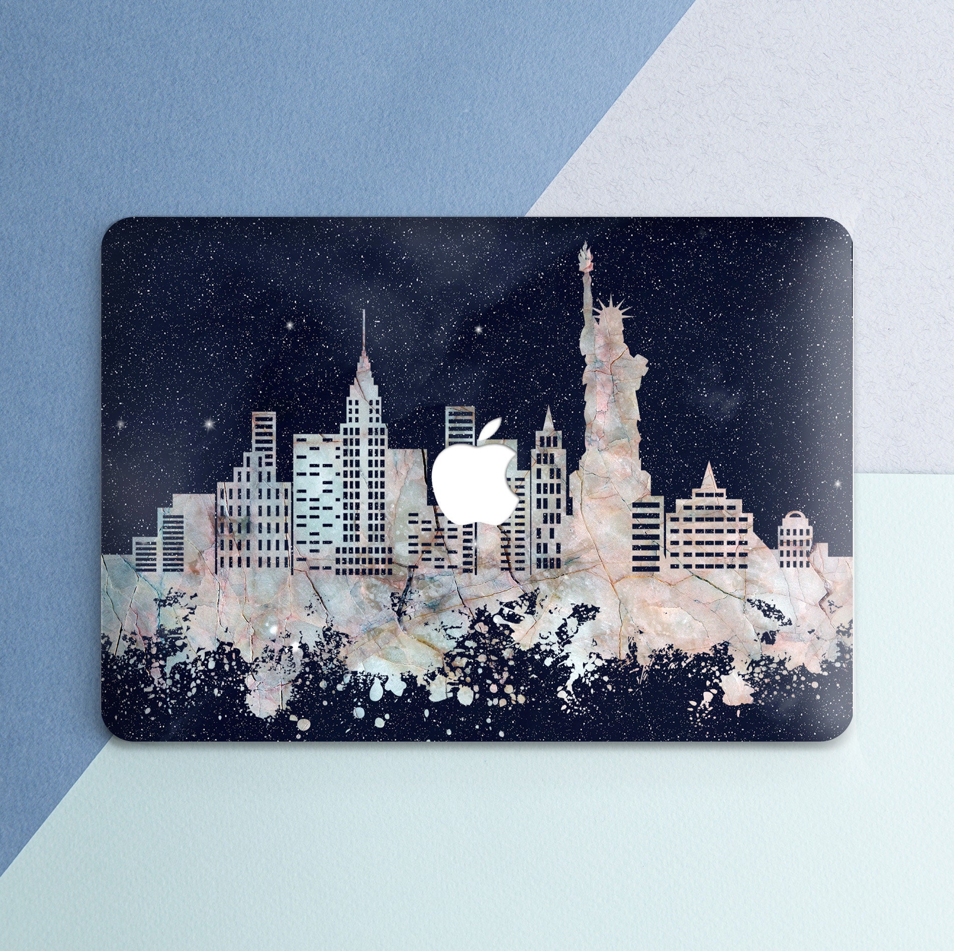 Macbook case space Light marble decor New York art case Skyline City Travel Macbook case city Macbook Pro 14 M5 Pro 16 Air 15 Air 13 2025