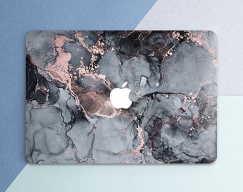 Gray marble Macbook hard case Watercolor style Macbook case stone Swirl Crack Abstract art Pro 14 M5 Pro 16 2026 Air 15 M4 Air 13 Pro 13 M2