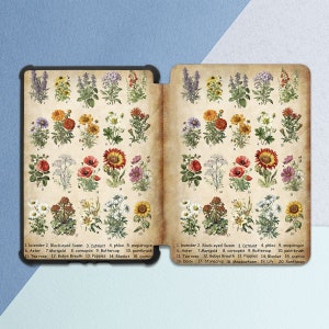 Herbal plants print Vintage book print Witchy art case All-new Kindle case Paperwhite 2021 case Kindle Paperwhite 4 Kindle case 2019 Gift