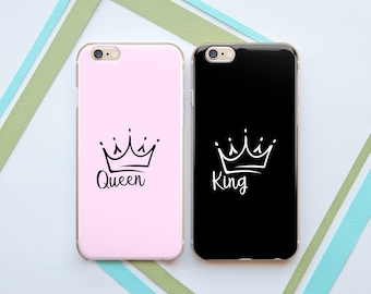 Queen and king Couple cases His and hers Phone pink case iPhone black case Google Pixel 5 Case for Samsung iPhone 12 s20 ultra iPhone XS