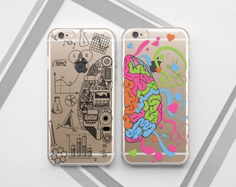Brain iPhone case Couple Best Friend Science iPhone X Xs Max XR Double Men iPhone 8 7 6 Plus case for Samsung Galaxy s9 s8 Note 9 Pixel 2 3