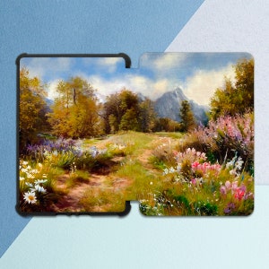 Summer field print Kindle case nature Mountains print case Inspirational art case Tree Sky Flowers Kindle oasis case Paperwhite 2021 case