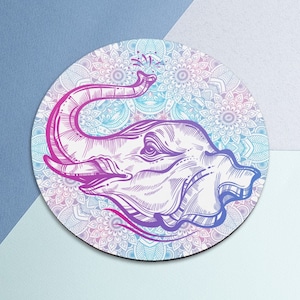 Elephant Mouse Pad Mandala Mouse Pad Round Mousepad Boho Mouse Pad Elephant Mousepad Square Mouse Pad Office Mousepad Boho Office Decor Gift