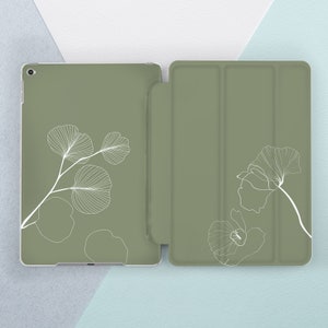 iPad case sage green Oneline art Floral decor iPad 2021 case iPad 11 case iPad flip cover iPad case 12 9 iPad mini 6 Simple decor iPad 10  5
