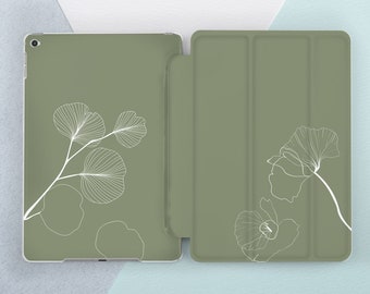 IPad Case Sage Green Oneline Art Floral Decor iPad 2021 Case 