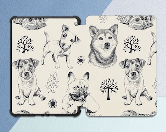 Dog breeds art Kindle case beige Cute animals art Kawaii puppy art Kindle Paperwhite 4 kindle paperwhite case kindle sleeve Paperwhite 2021