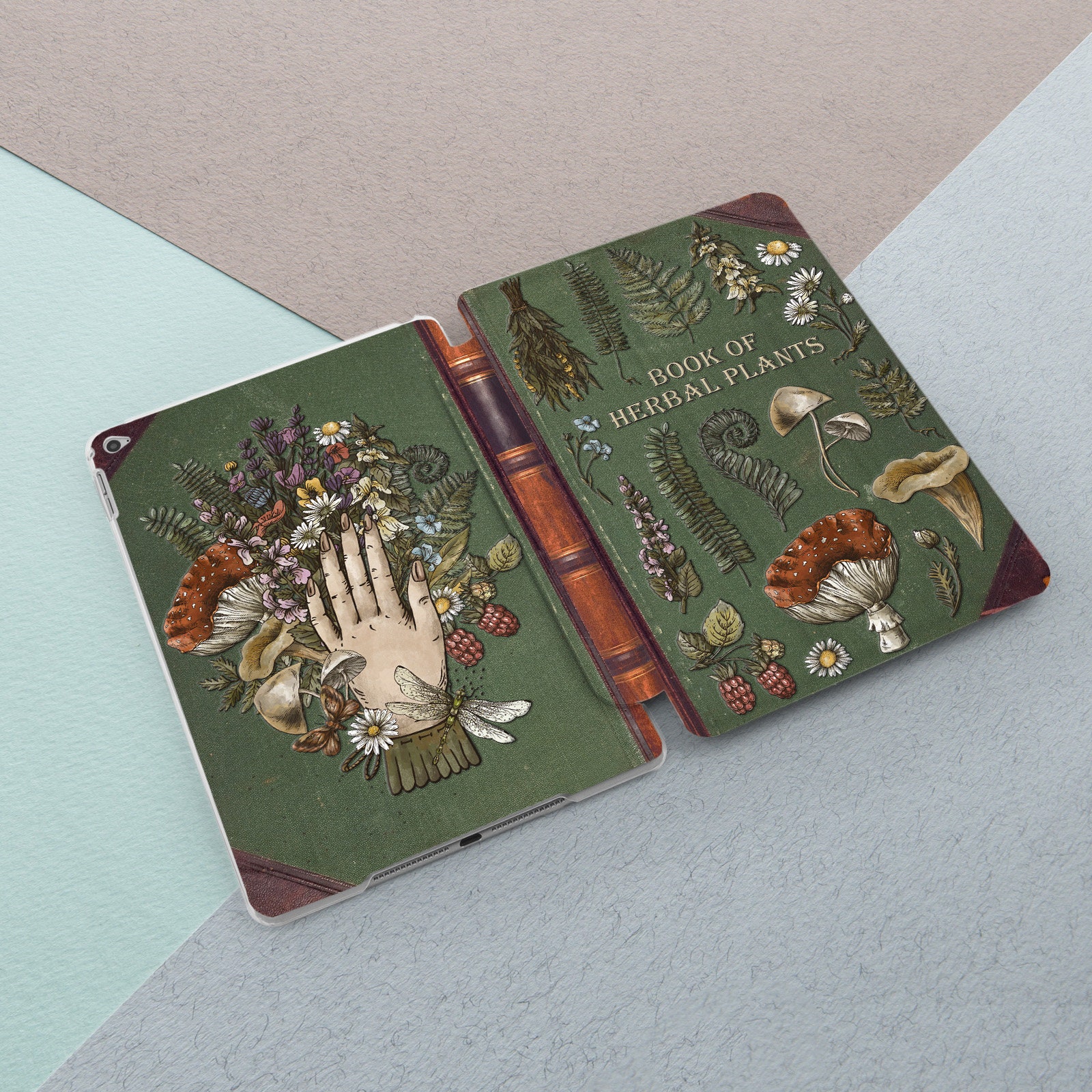 Vintage Book Print Book of Herbal Plants Ipad 10 2 Witch Book Etsy