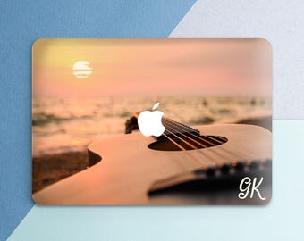 Macbook hard case Acoustic guitar Sunset Music Summer Cover with initials Custom Personalized Macbook case nature Pro 16 14 M5 Air 15 13 Neo