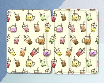 iPad case boba Bubble tea art Cute art case iPad case kawaii Girly iPad case kids Mini 7 A16 Air 13 Pro 13 11 2025 iPad 12 9 11th gen Fun