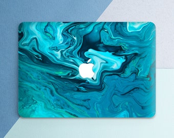 Macbook case teal Abstract Simple art Macbook case blue Wave water print Aesthetic Watercolor Pro 14 2026 Air 15 M5 Pro 13 Pro 16 Air 13