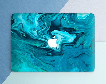 Macbook case teal Abstract Simple art Macbook case blue Wave water print Aesthetic print case Watercolor art case Macbook M3  Macbook Air 15