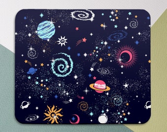 Space Mouse pad Stars Mouse pad Cute Mouse pad Round Mousepad Colorful Planets Mouse pad Square Mouse pad Office Decor Mouse mat Office Gift