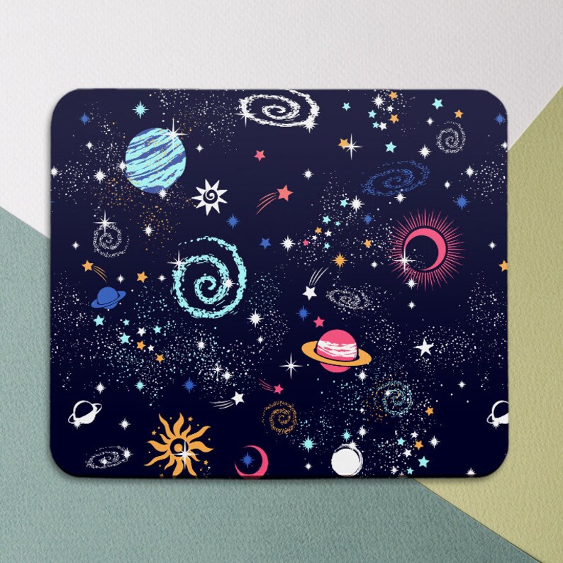 Space Mouse pad Stars Mouse pad Cute Mouse pad Round Mousepad Colorful Planets Mouse pad Square Mouse pad Office Decor Mouse mat Office Gift