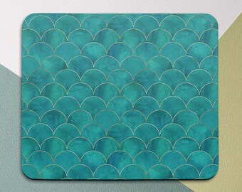 Teal Mouse pad Mermaid Mouse pad Ocean Cute Watercolor Blue Mouse pad Girl Mouse pad Round Mousepad Office decor Mouse Mat Gift Rectangle