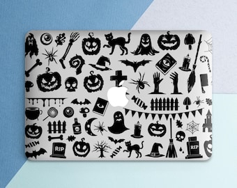 Halloween decor Macbook clear case Spooky Creepy Scary Macbook case pumpkin Ghost Bat Witch Pro 16 2026 Pro 14 Air 13 Air 15 M5 Neo Pro 13