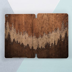 Wood Print art Forest Nature Trees Men iPad case brown iPad flip stand iPad Pro 12 9 iPad 10 9 case iPad 10 2 case iPad mini 6 iPad 10th gen