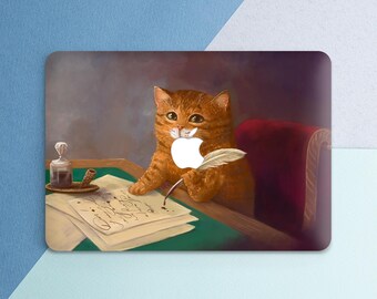 Orange tabby cat Macbook hard shell Rading lover gift Vintage style Funny animal Writer gift Air 13 2026 M5 M4 Pro 16 Air 15 Pro 14 13 Neo