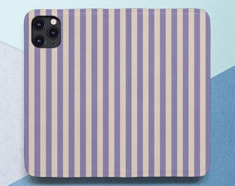 iPhone wallet case Spripes Purple Pink Trendy Simple Minimalist StripedCase with card holder With Card Slot Flip case iPhone 15 14 13 12 11