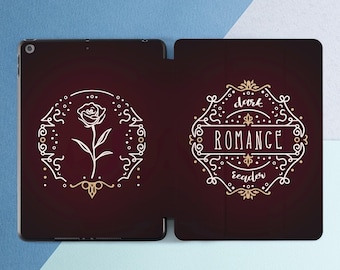 iPad case reading Dark romance lover With pen holder Burgundy Dark red iPad pencil slot Rose Pro 13 Air 13 Air 11 2026 A16 10 2 Mini A17