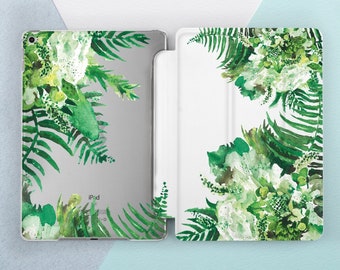 Floral iPad case Watercolor Art Tropical Leaves Painting Leaf Plant Smart Cover Mini 6 7 A17 11th gen A16 10 2 Pro 13 Air 13 2026 12 9 2022