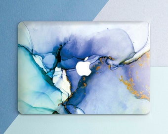 Macbook case Blue marble Watercolor Elegant case Marble Stone print Watercolor Simple Aesthetic Minimalist Air 15 Air 13 Pro 14 Pro 16 Neo