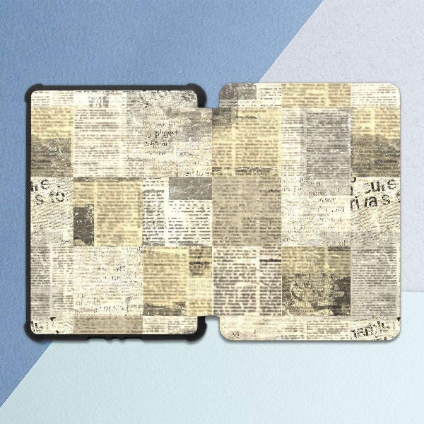 Newspaper print case Kindle paperwhite case Grunge print case Kindle sleeve Kindle case beige kindle case 10th gen All-new Kindle Kindle