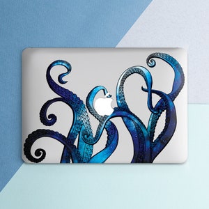 Octopus Macbook case Ocean Space Animal  Macbook Blue Men Boys Marine animal Transparent case Macbook hard case Tentacles art Blue print
