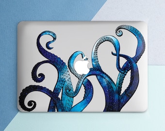Octopus Macbook case Ocean Space Animal  Macbook Blue Clear case Marine animal Transparent Tentacles Pro 16 Pro 14 Air 15 Air 13 2026 M5 M4