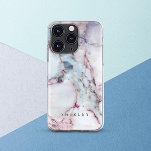 Purple marble print Stone print iPhone case name Personalized Custom phone case White marble case iPhone 17 Slim 16 pro 15 plus 14 13 mini