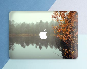 Fall nature print Macbook case Autumn Macbook hard case Orange leaves  Macbook case trees Forest Water Air 13 Air 15 Pro 14 Pro 16 2026 Neo