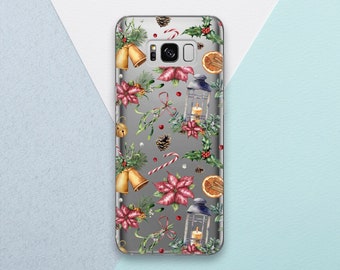 Phone case Christmas New Year Phone case clear Transparent for Samsung Galaxy Cute Winter Holiday Note 20 ultra s25 plus s24 s23 Note 10 s22