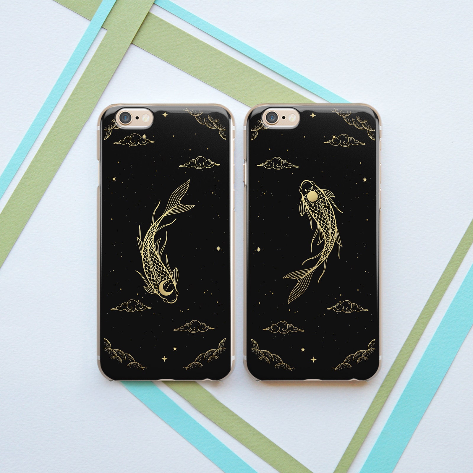 iPhone case yin yang Koi fish print Matching phone cases Japanese art case Couple cases Friends gift iPhone 14 Pro Max Case for Samsung