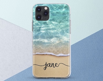 Blue water iPhone case name Initials monogram Personalized  iPhone 12 Mini Google Pixel 6 Beach iPhone 11 case Summer art case iPhone 13