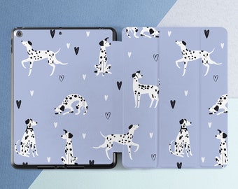 iPad case with dogs Light blue cover iPad case pencil iPad case with pen slot Dalmatian dog print iPad Air 5 case Dog lover gift iPad 10th