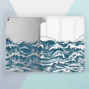 iPad case wave Minimalist Simple art iPad white case iPad case black iPad smart case iPad case summer Aesthetic art case iPad 10th gen Air 4