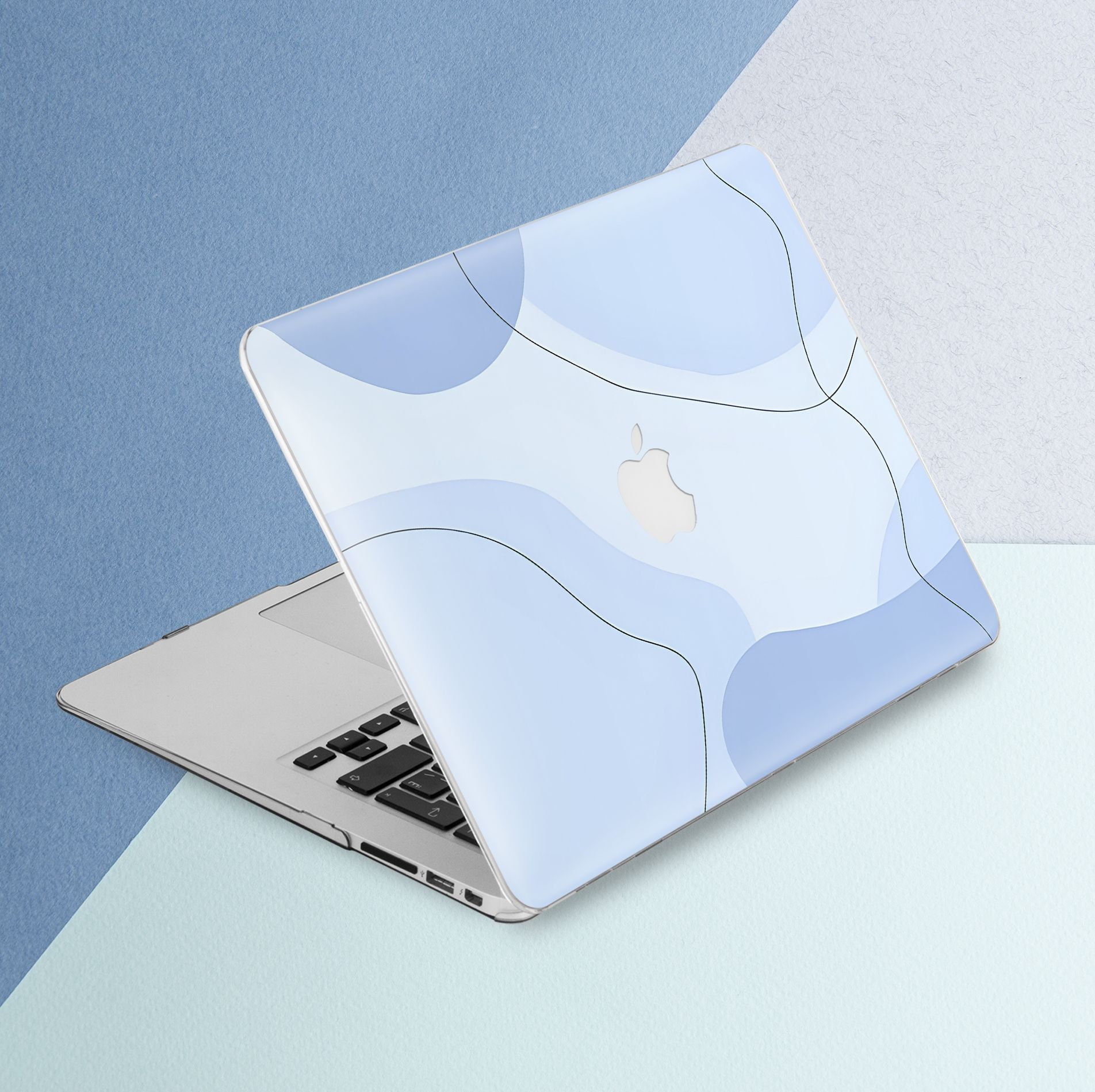 MacBook Case Baby Blue Elegant Case Art Simple Aesthetic Light Blue ...
